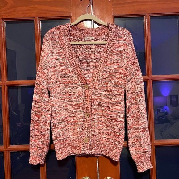 Faherty Las Olas Cardigan in Pink Sky Spacedye Chunky Knit S - Picture 2 of 6